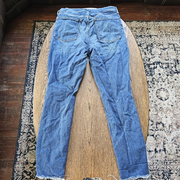Old Navy O.G Straight High Rise Distressed Raw Hem Jeans Size Womens 12 Tall - Picture 7 of 15